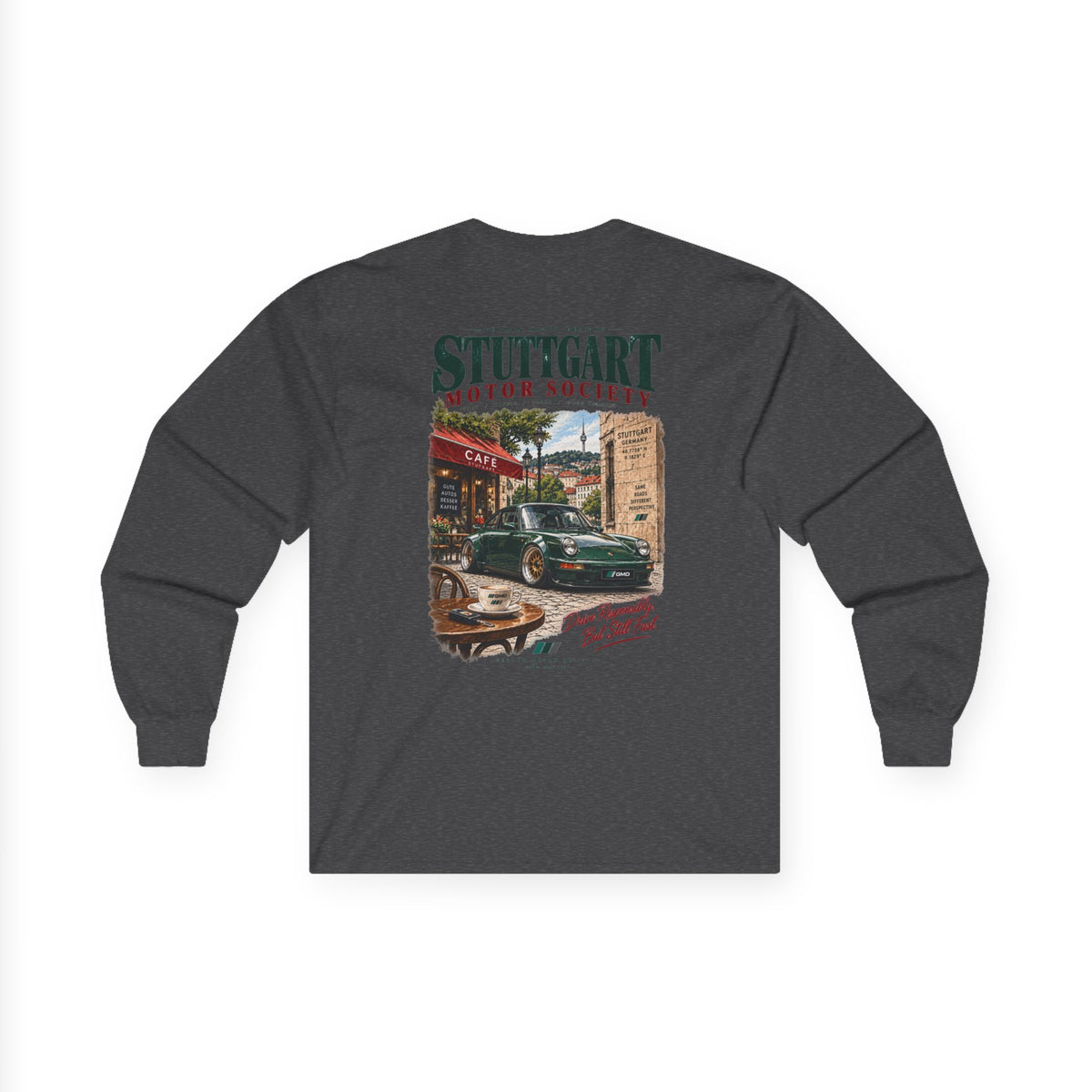 'Stuttgart Motor Society' Long Sleeve Graphic Tee — Retro T-Shirt