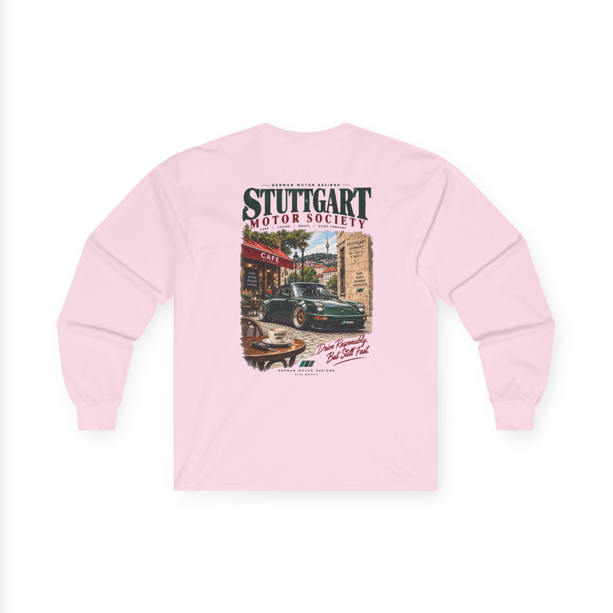 'Stuttgart Motor Society' Long Sleeve Graphic Tee — Retro T-Shirt