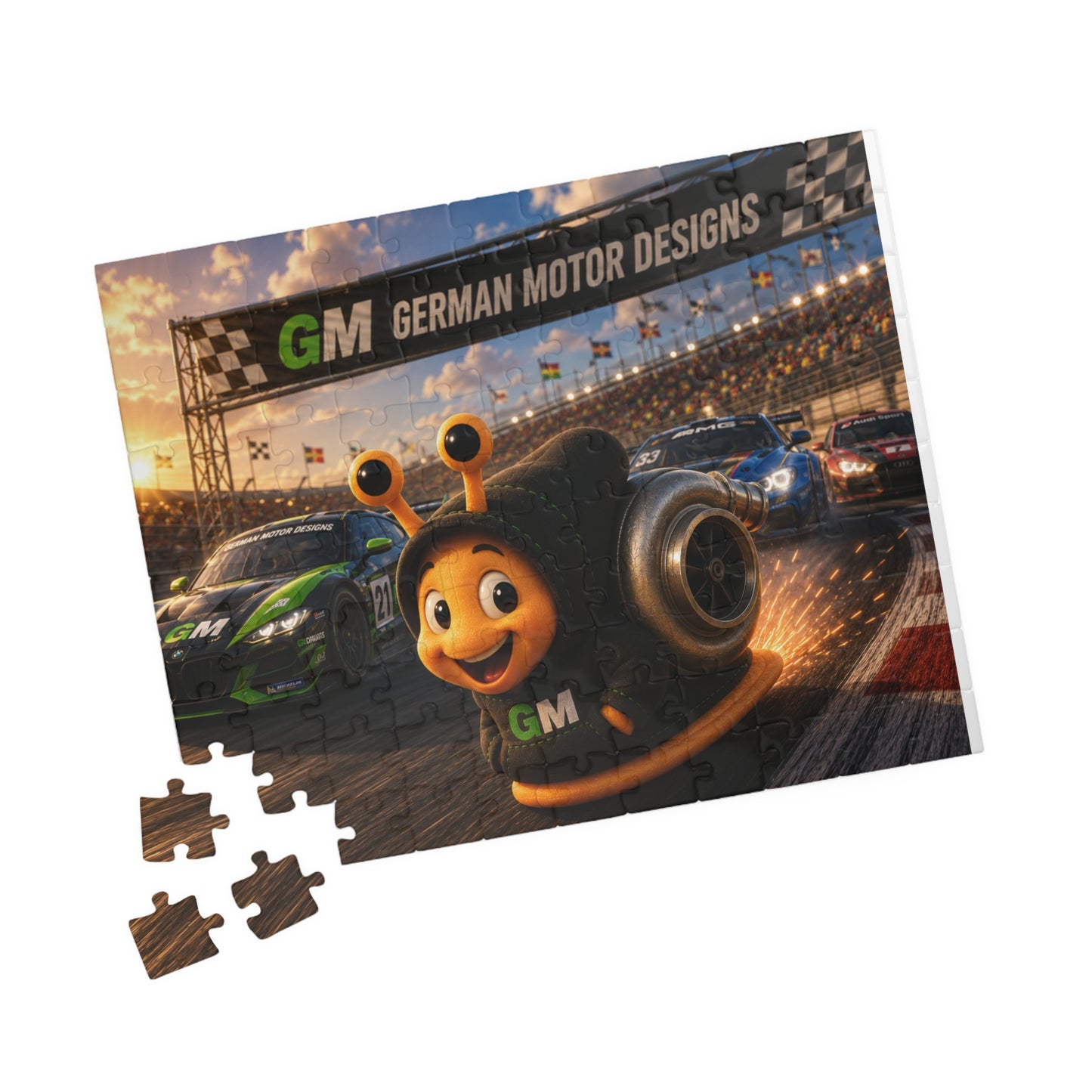 Racing German Motor Snail Puzzle — 110/252/520/1014‑Piece Jigsaw