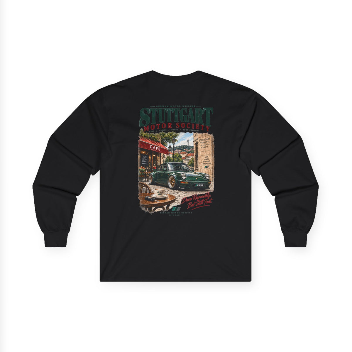 'Stuttgart Motor Society' Long Sleeve Graphic Tee — Retro T-Shirt