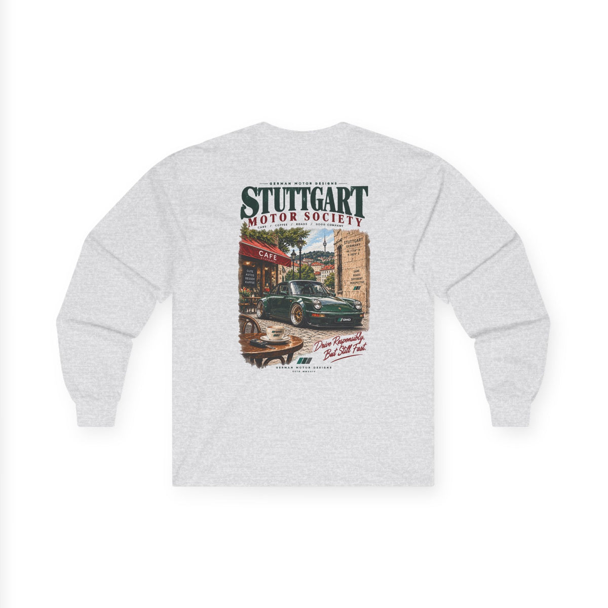 'Stuttgart Motor Society' Long Sleeve Graphic Tee — Retro T-Shirt