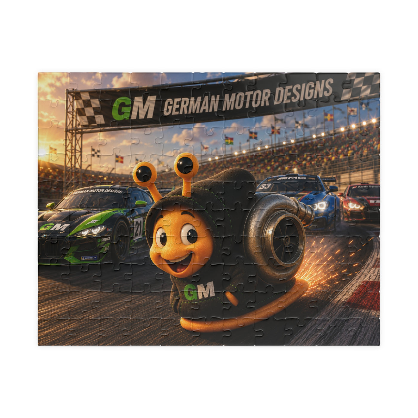 Racing German Motor Snail Puzzle — 110/252/520/1014‑Piece Jigsaw