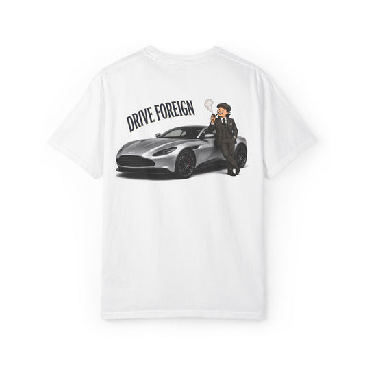 British-Inspired 'Drive Foreign' Graphic T-Shirt