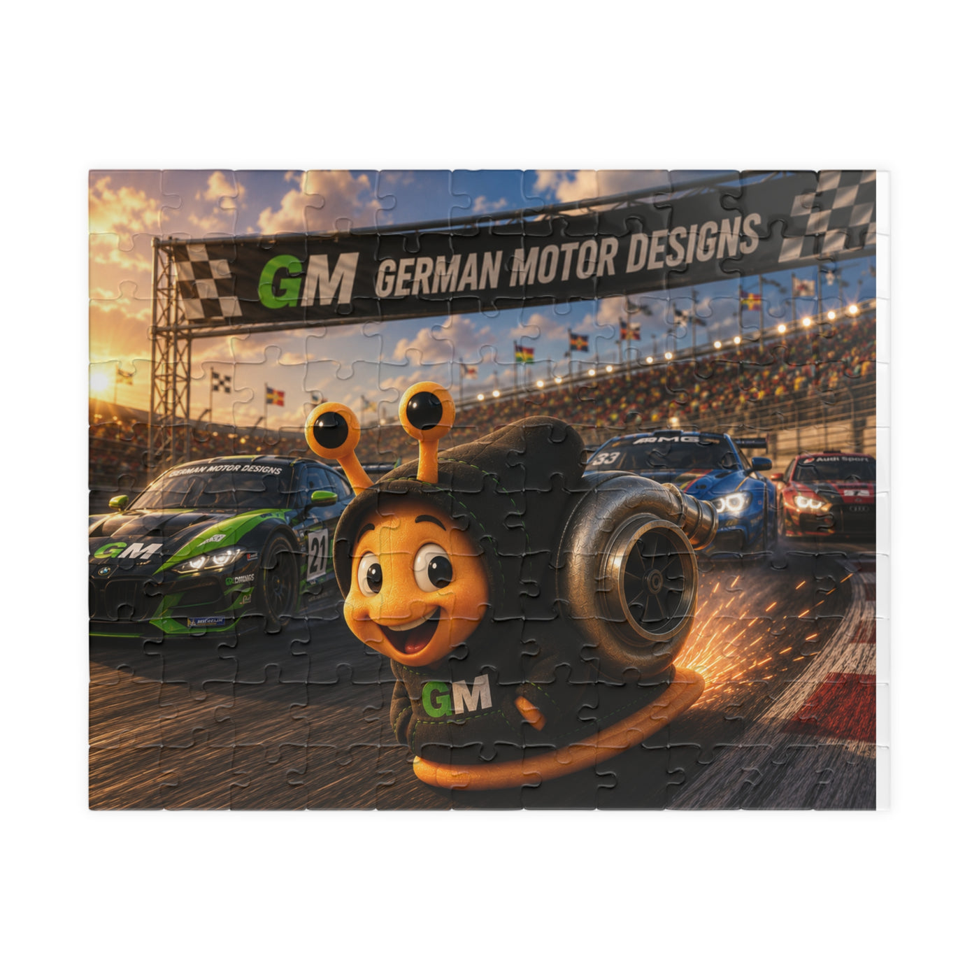 Racing German Motor Snail Puzzle — 110/252/520/1014‑Piece Jigsaw