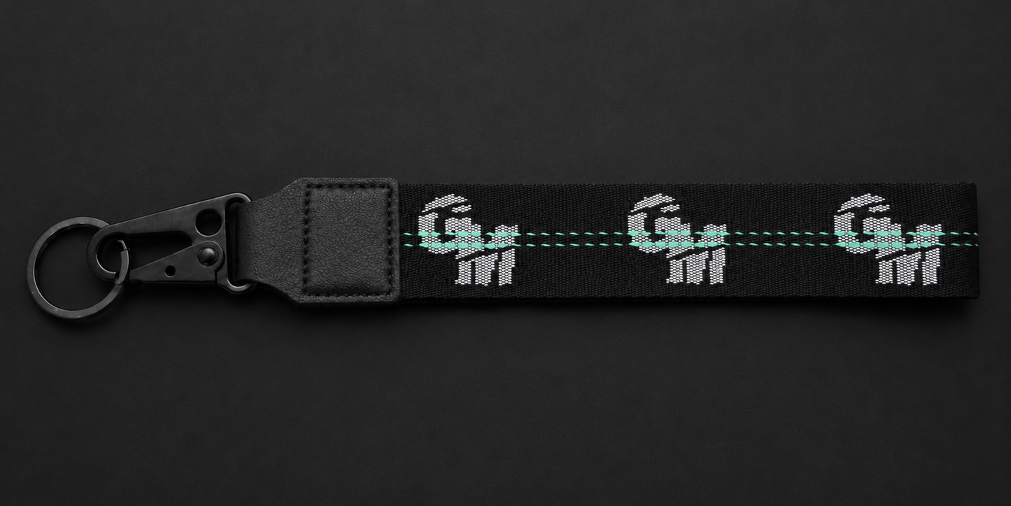 Black Lanyard Style Keychain